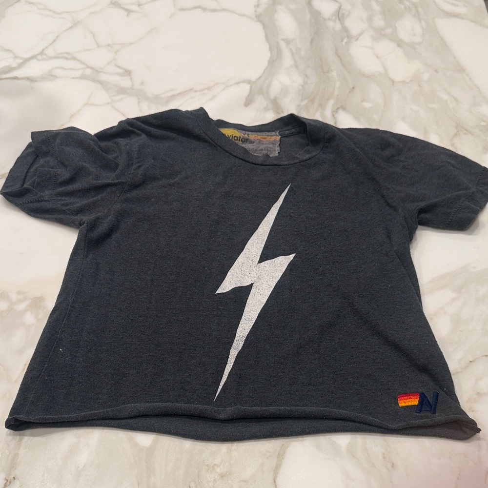 Aviator Nation Charcoal Lightning Bolt Tee